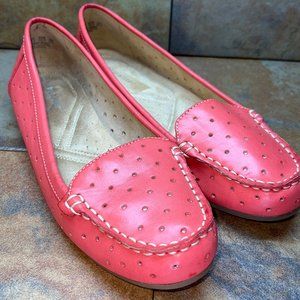 Naturalizer Womens Rendor Pink Perforated Moc Toe Slip On Flats Size 9.5 M